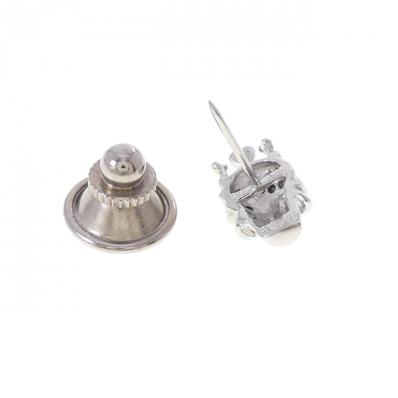 K18WG/K18BG スカル ダイヤモンド ブローチ 0.08CT