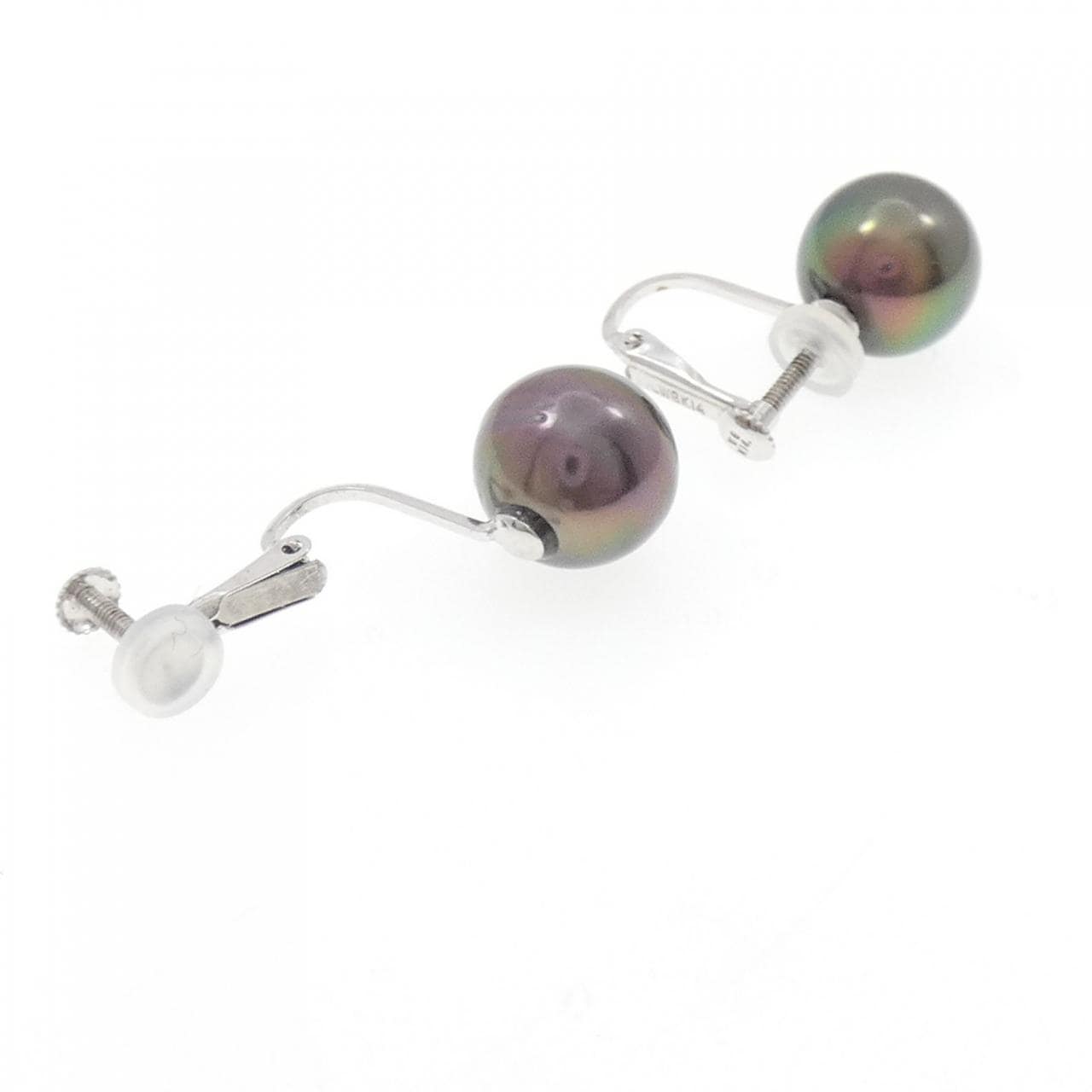 K14WG 黒蝶パール イヤリング 9.8mm