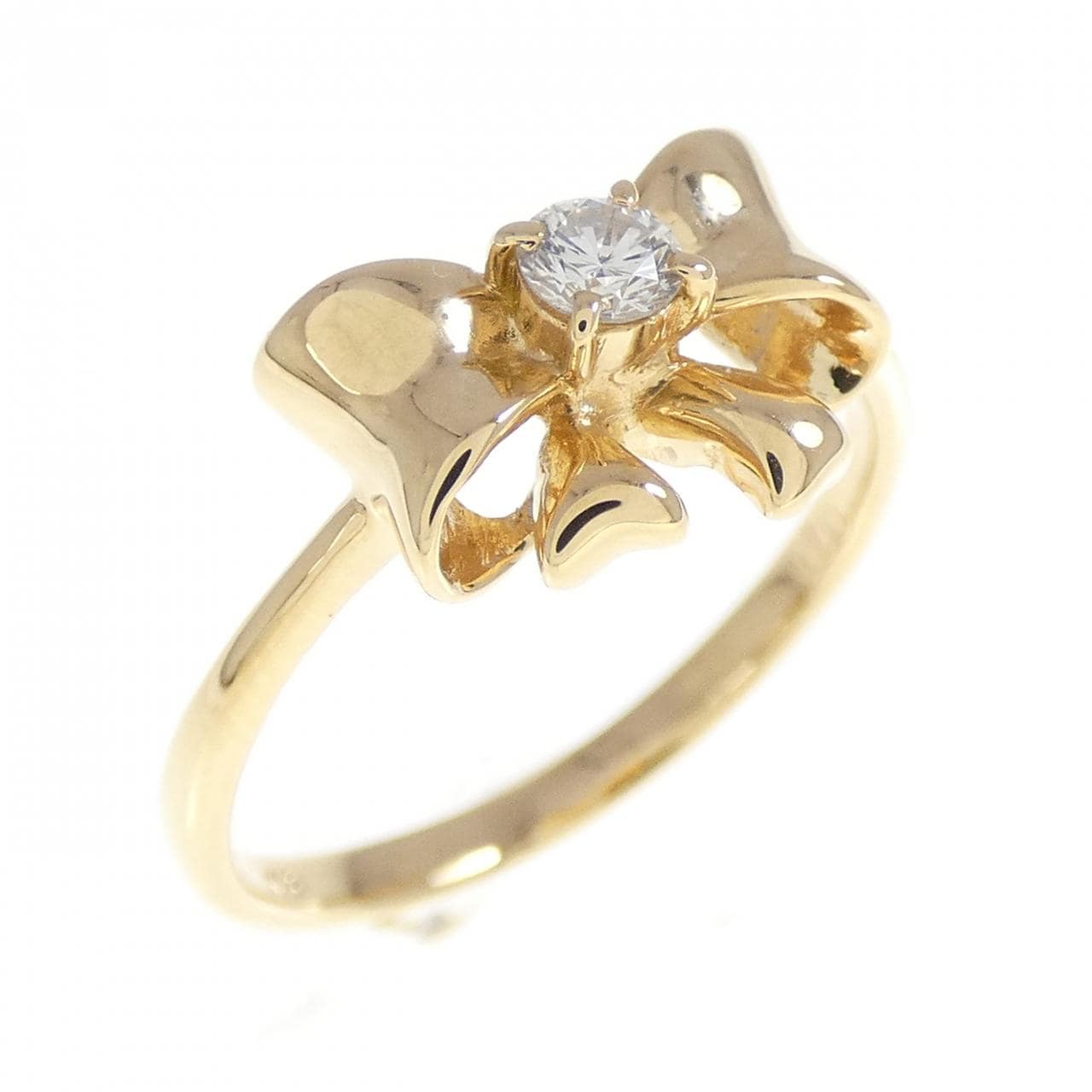 K18YG リボン ダイヤモンド リング 0.10CT