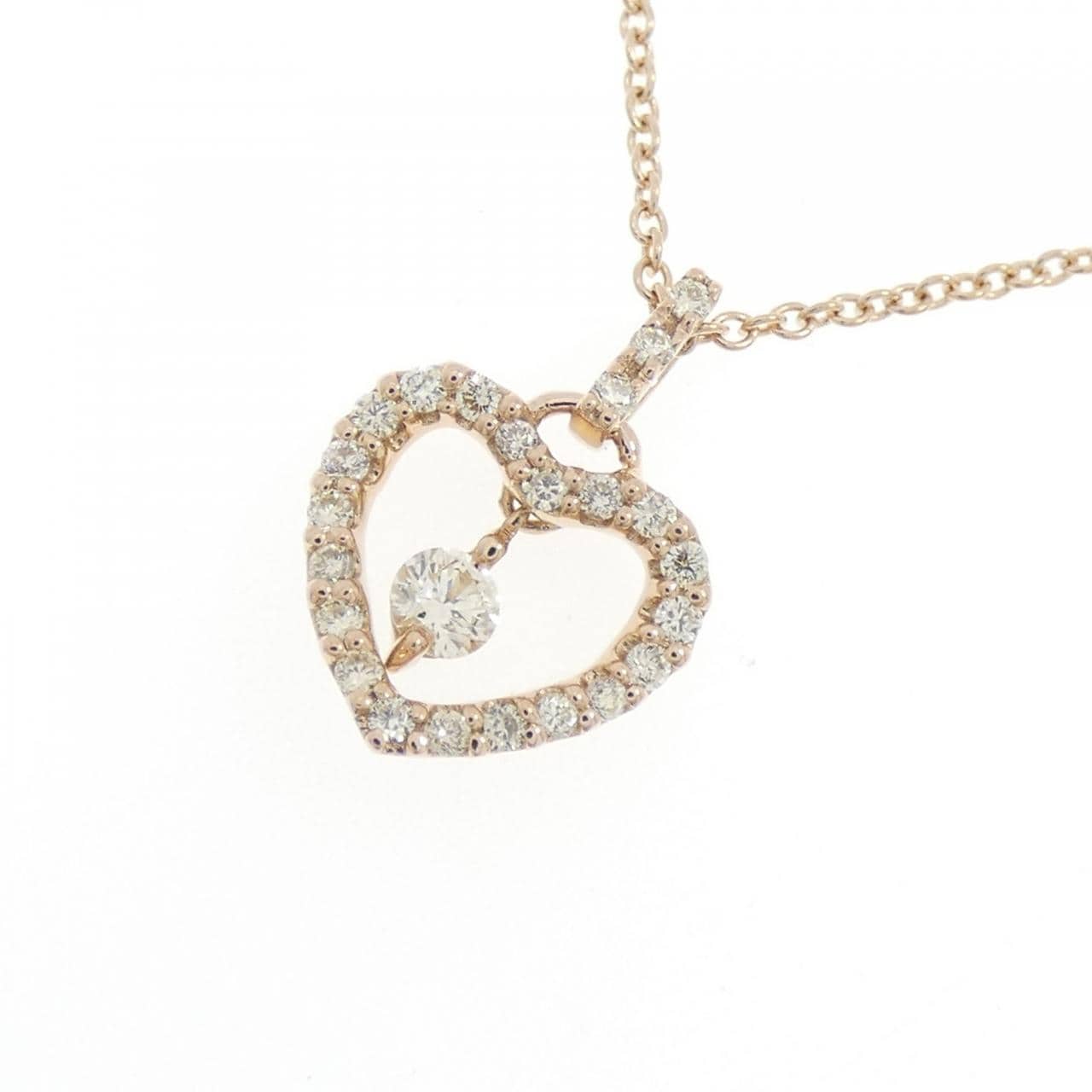 K18PG ハート ダイヤモンド ネックレス