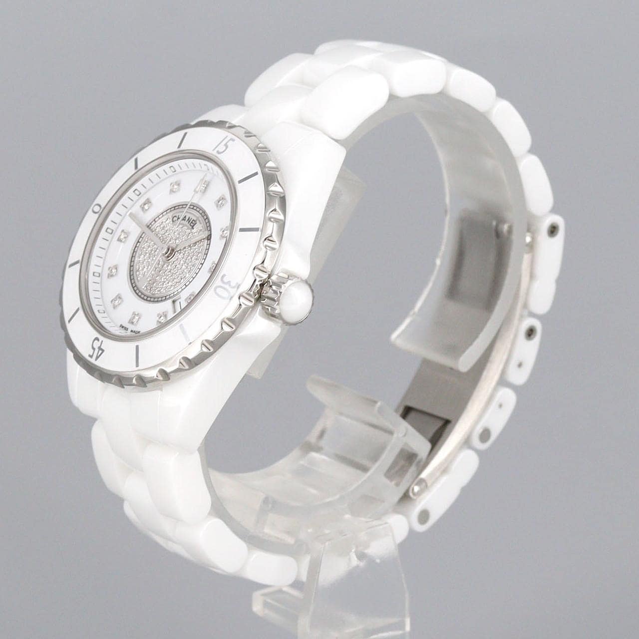 シャネル J12 33mmセラミック･12P･センターパヴェ H2123 セラミック クォーツ