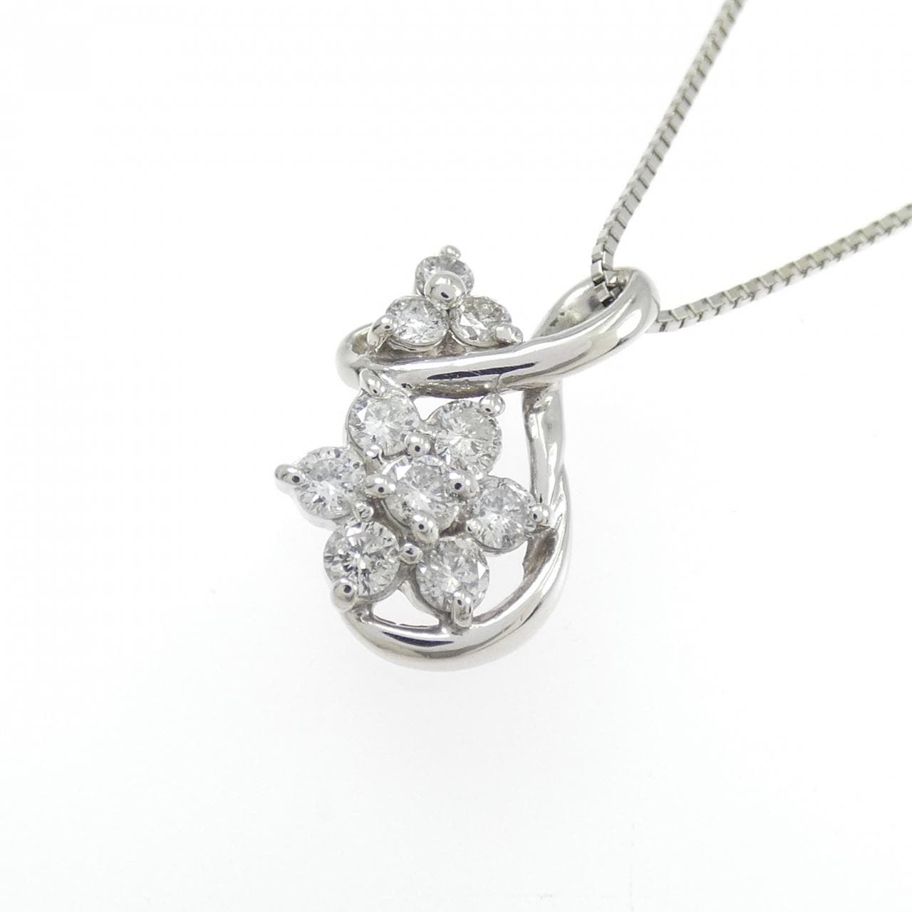 PT900/PT850 フラワー ダイヤモンド ネックレス 0.50CT