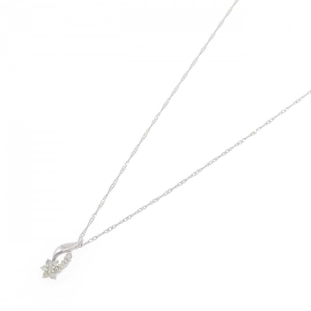 PT900/PT850 フラワー ダイヤモンド ネックレス 0.1CT