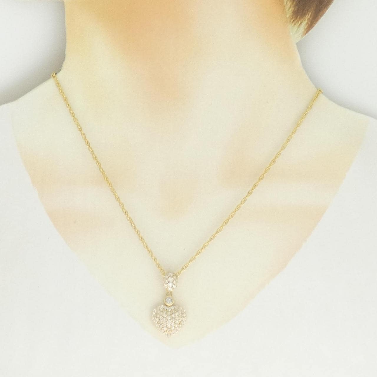 K18YG ハート ダイヤモンド ネックレス 0.21CT