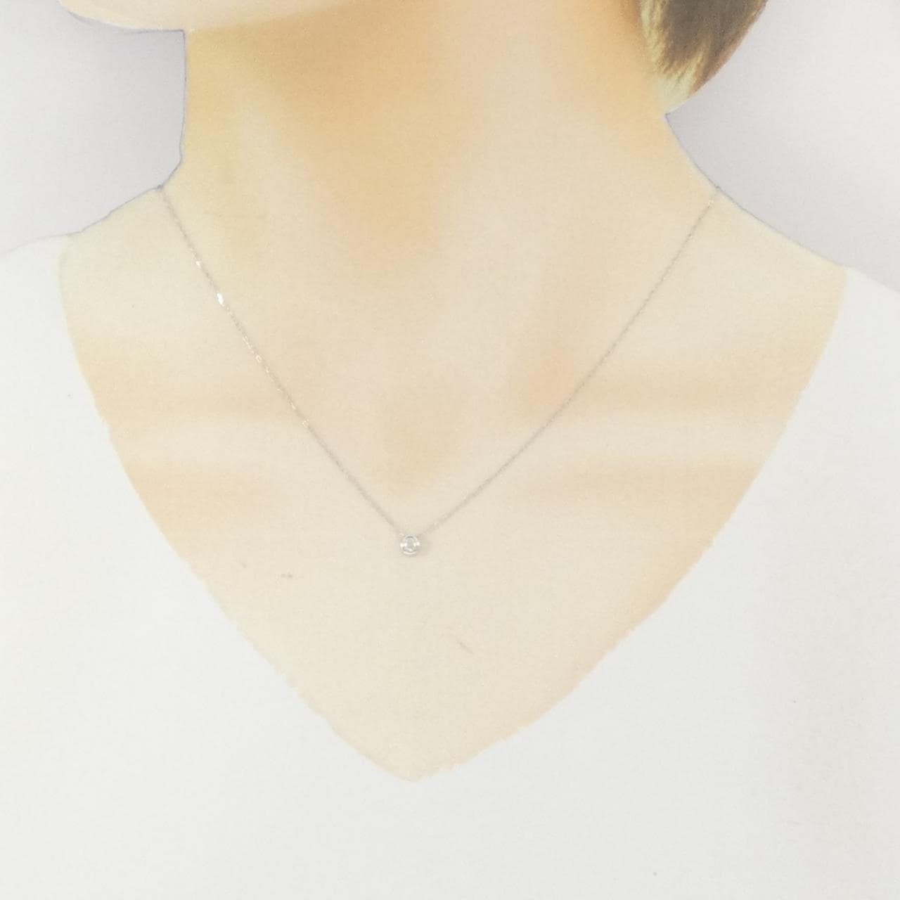K18WG ソリティア ダイヤモンド ネックレス 0.08CT