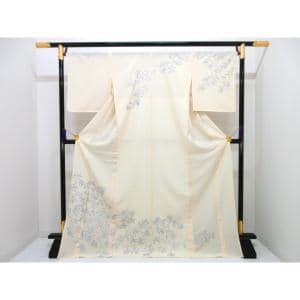 【未使用品】単衣　駒絽訪問着　銀彩友禅刺繍入り