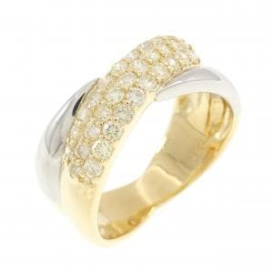 K18YG/PT900 パヴェ ダイヤモンド リング 0.58CT