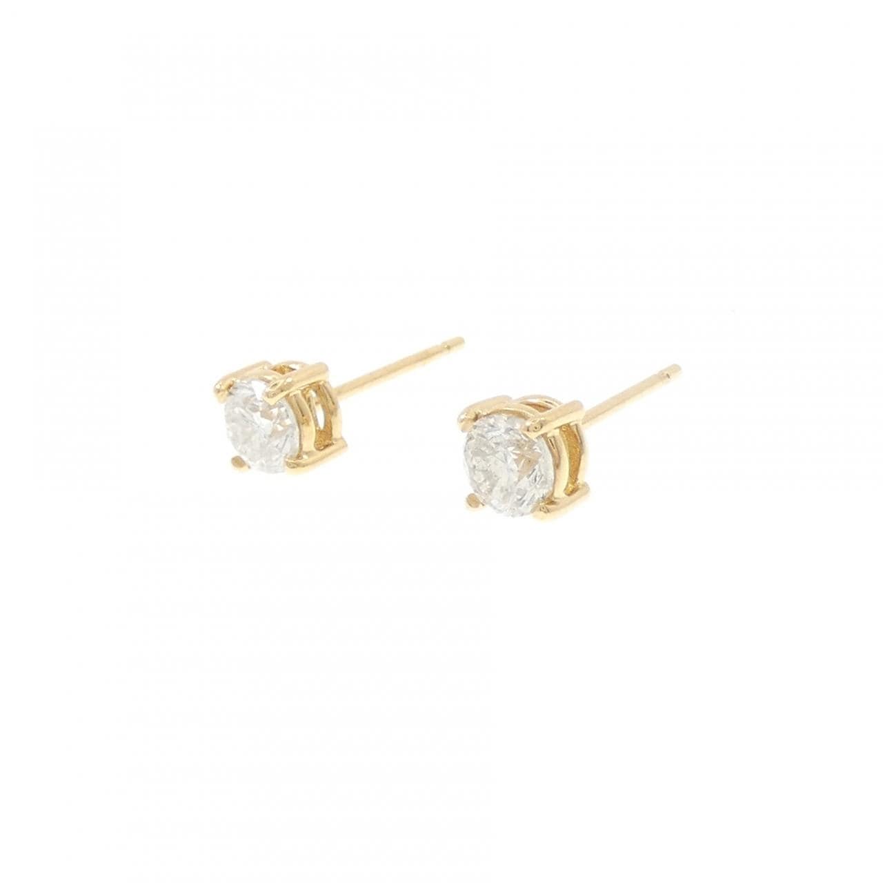 K18YG ソリティア ダイヤモンド ピアス 0.859CT