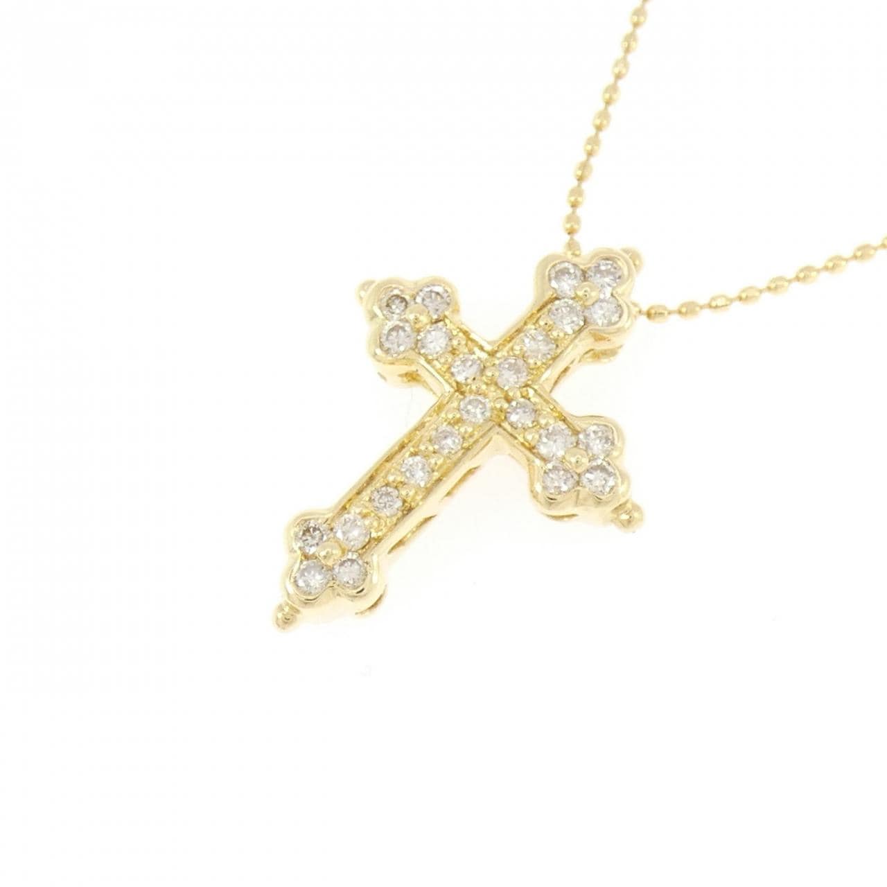 750YG/K18YG クロス ダイヤモンド ネックレス 0.30CT