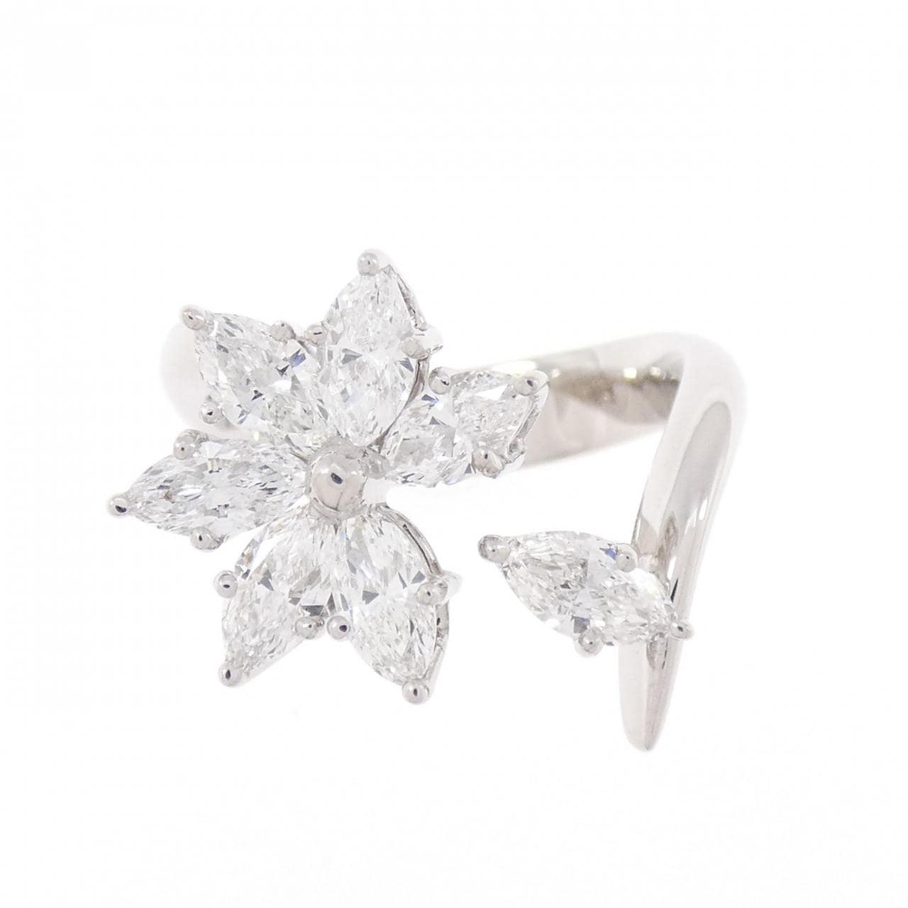 750WG フラワー ダイヤモンド リング 1.44CT