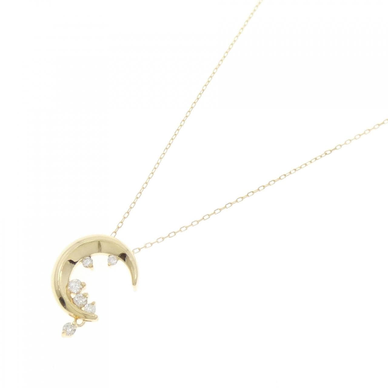 K18YG ムーン ダイヤモンド ネックレス 0.15CT