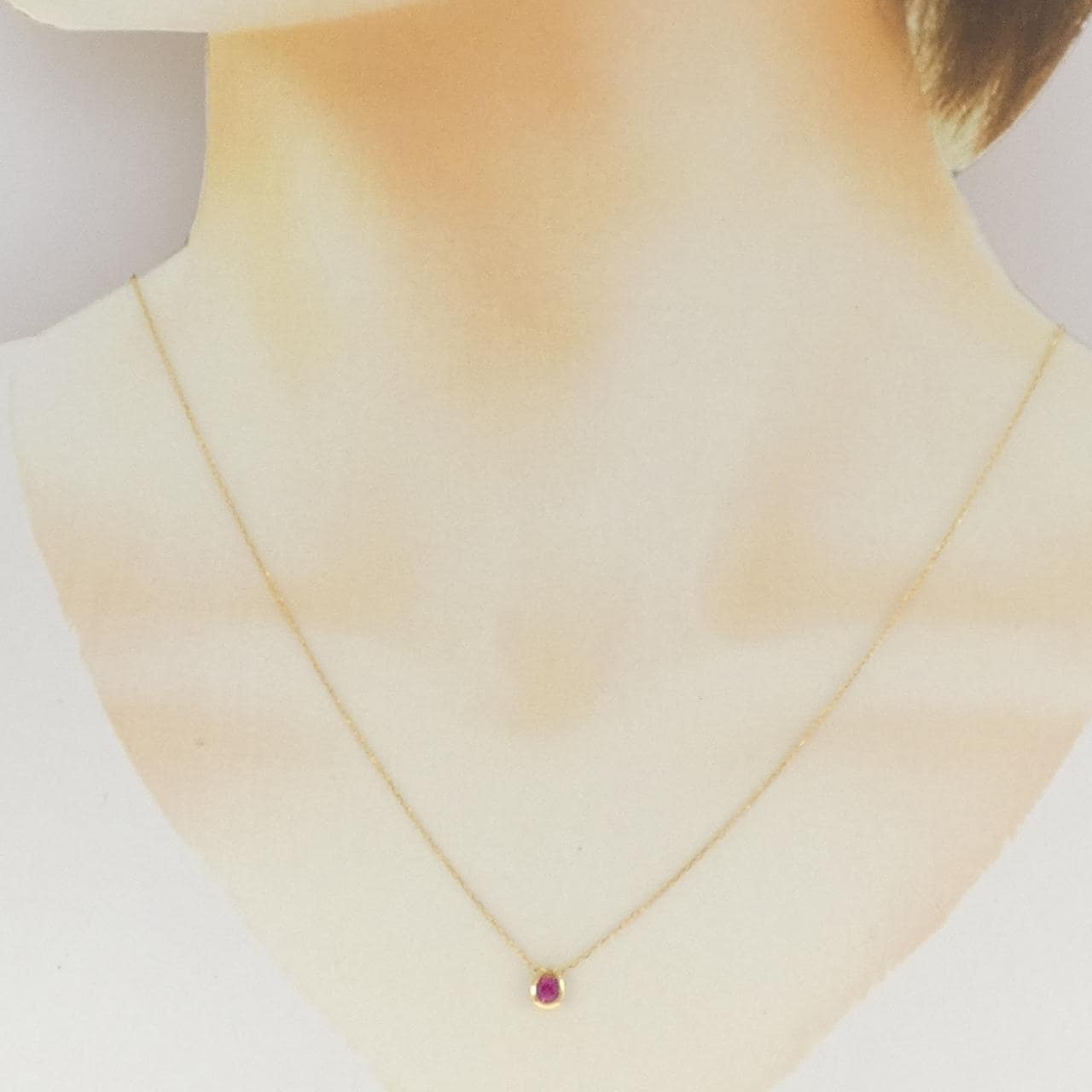 K18YG 合成ルビー ネックレス 0.15CT