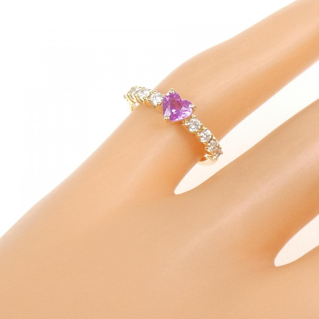 K18YG ハート サファイヤ リング 0.23CT