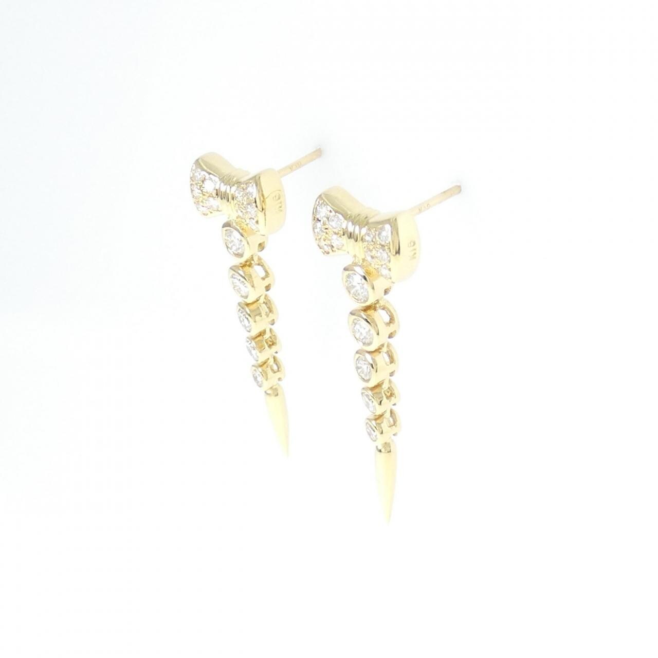 K18YG Ribbon Diamond Earrings 0.60CT