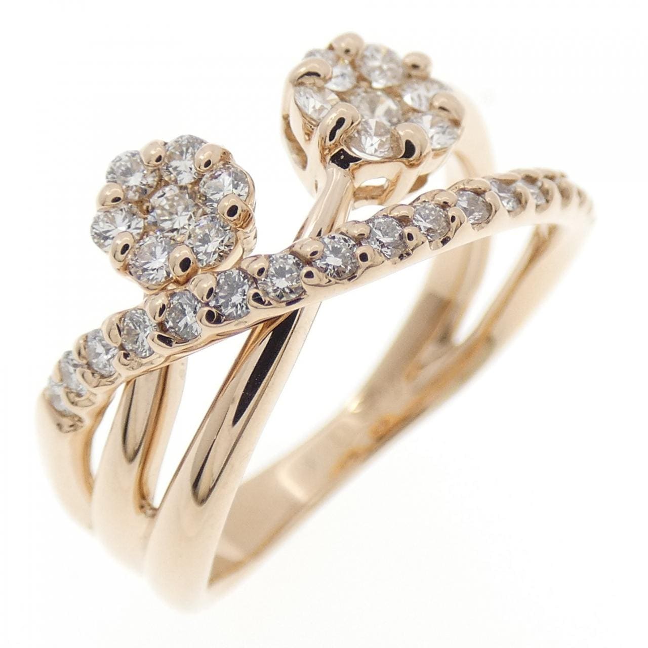K18PG フラワー ダイヤモンド リング 0.40CT