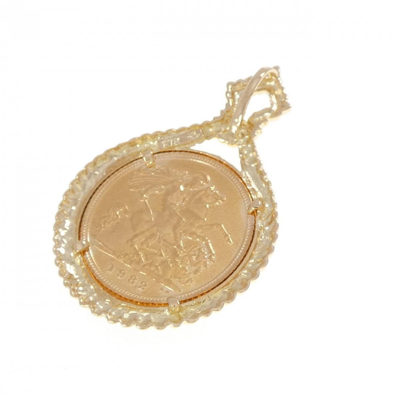 K18YG(枠) ダイヤモンド コイン ペンダント 0.02CT