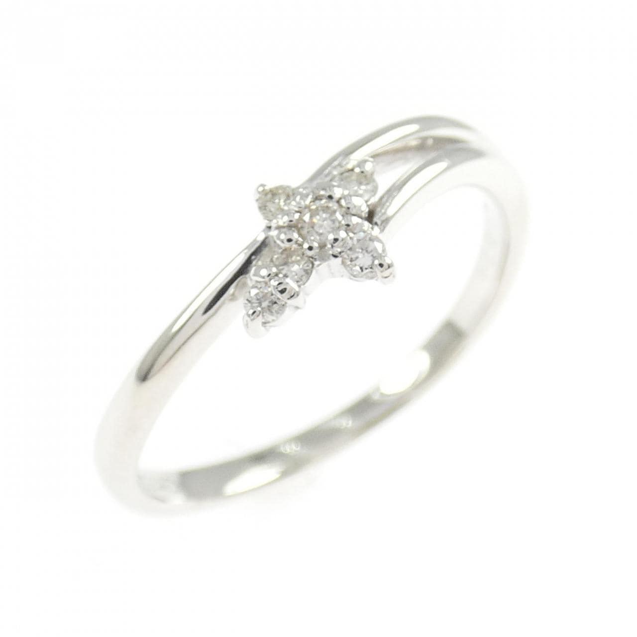 K18WG クロス ダイヤモンド リング 0.07CT