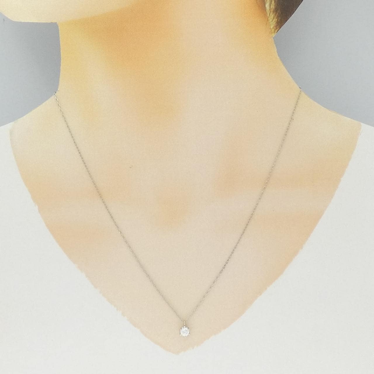 PT900/PT850 ソリティア ダイヤモンド ネックレス 0.296CT
