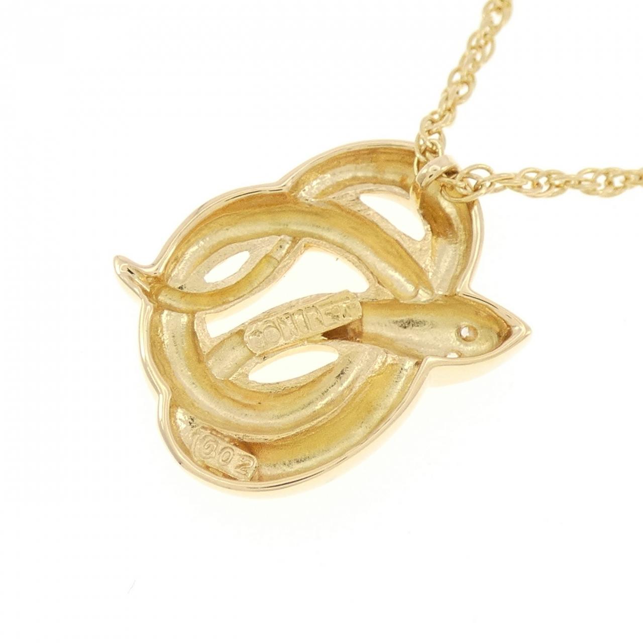 K18YG スネーク ダイヤモンド ネックレス 0.02CT