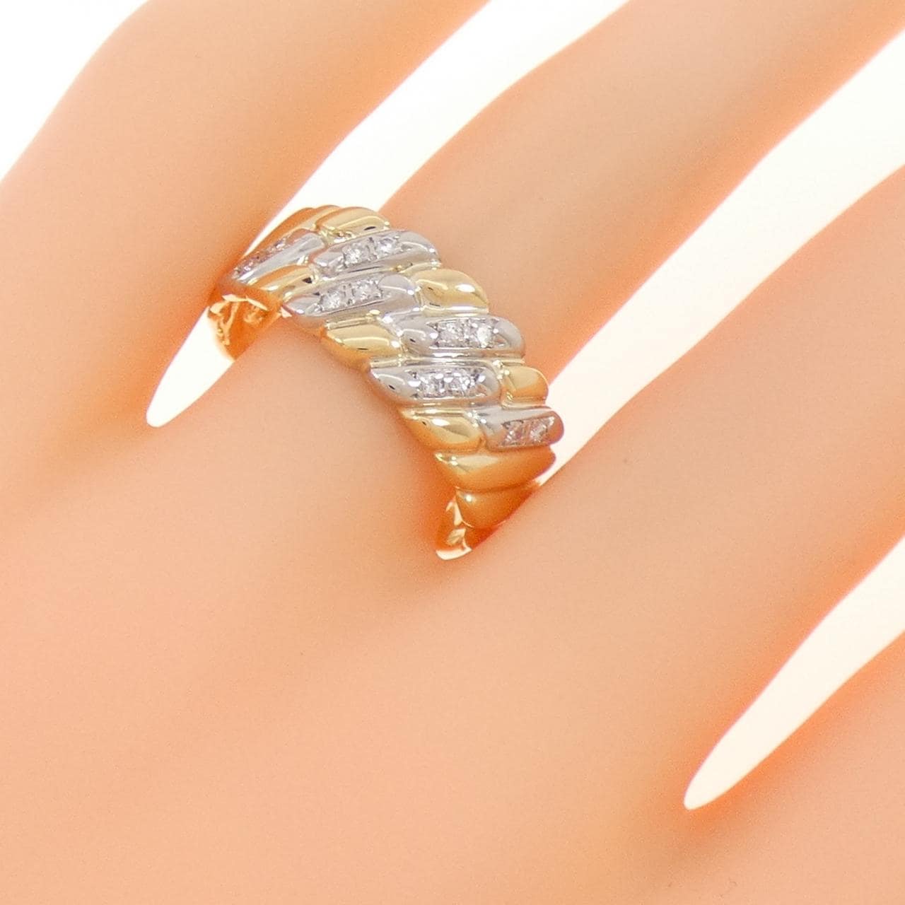K18YG/PT900 ダイヤモンド リング 0.11CT
