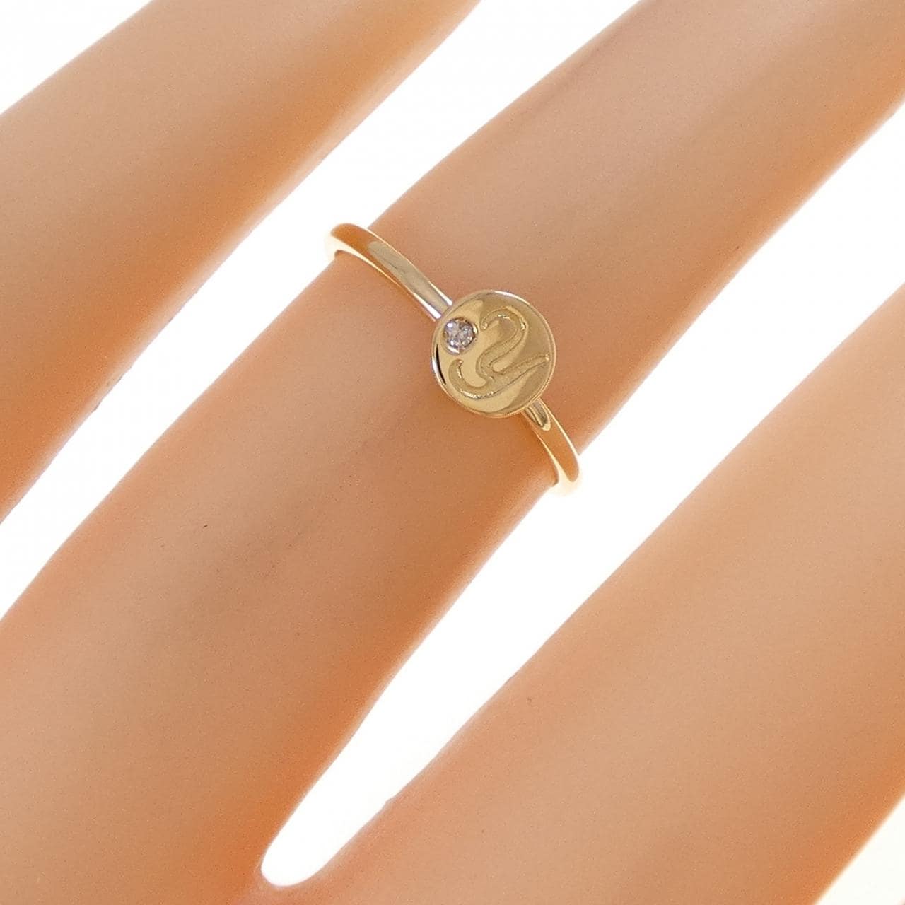 K18YG イニシャルY ダイヤモンド リング