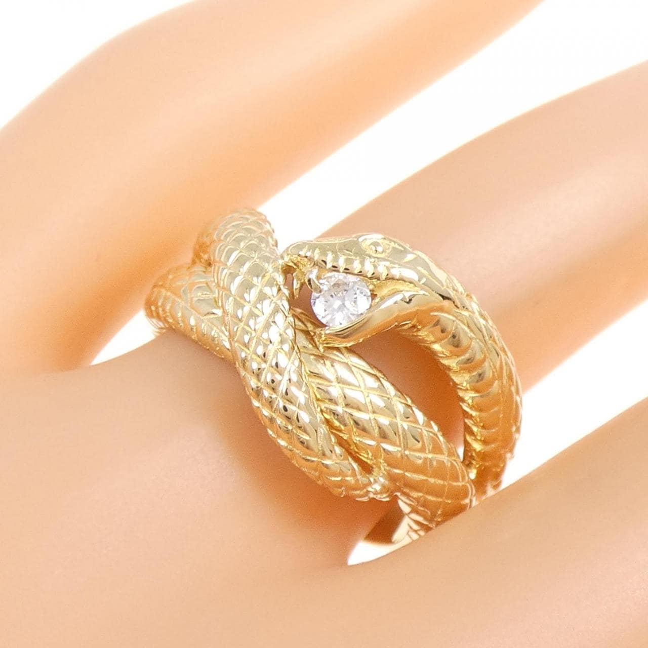 K18YG snake Diamond ring 0.07CT