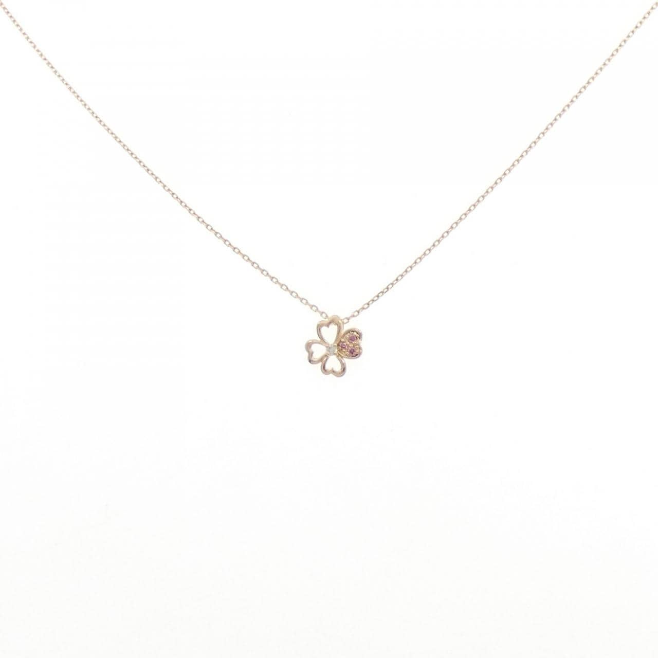 K10PG フラワー ダイヤモンド ネックレス 0.02CT
