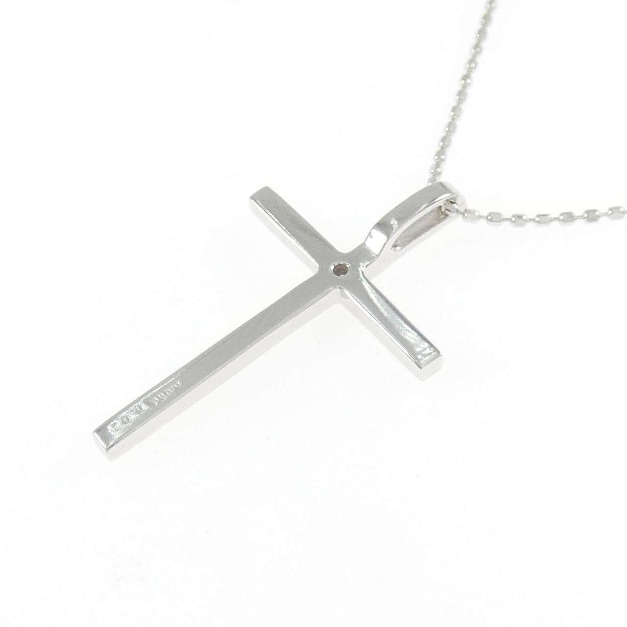 K18WG クロス ダイヤモンド ネックレス 0.03CT
