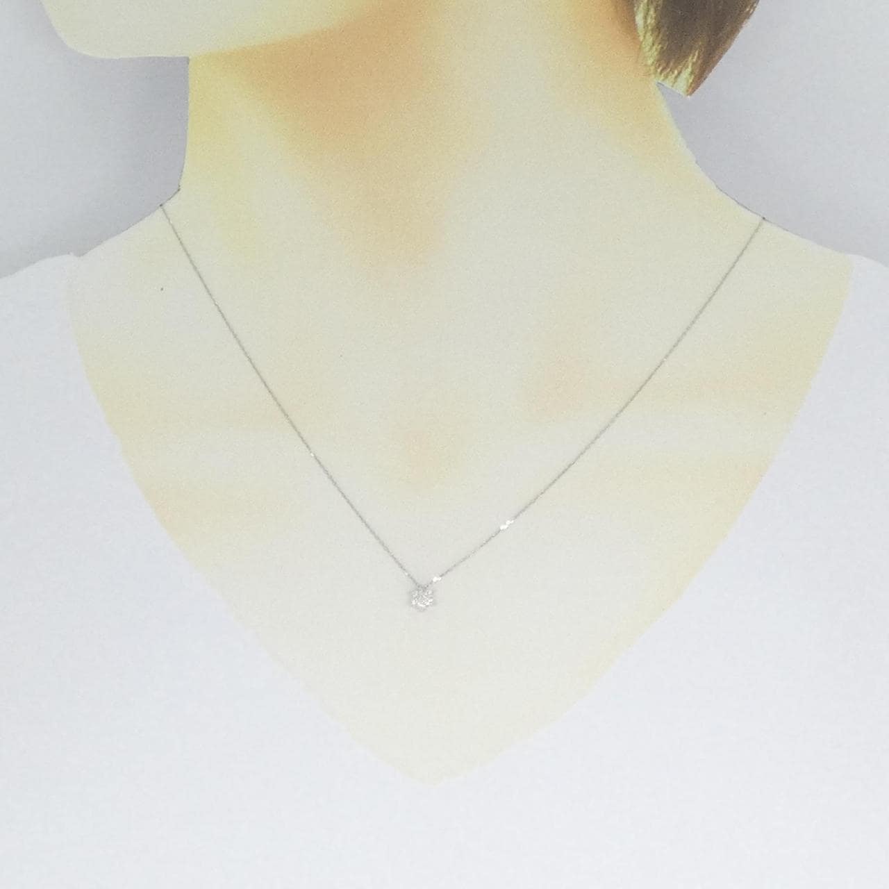 【新品】K18WG ダイヤモンド ネックレス 0.10CT