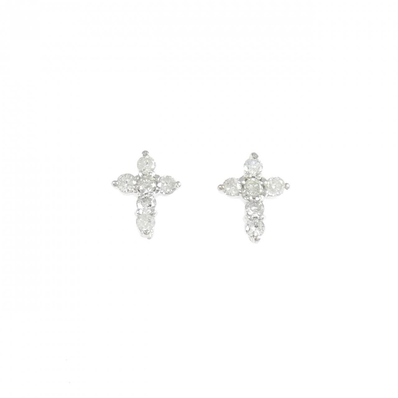 PT900 クロス ダイヤモンド ピアス 0.30CT