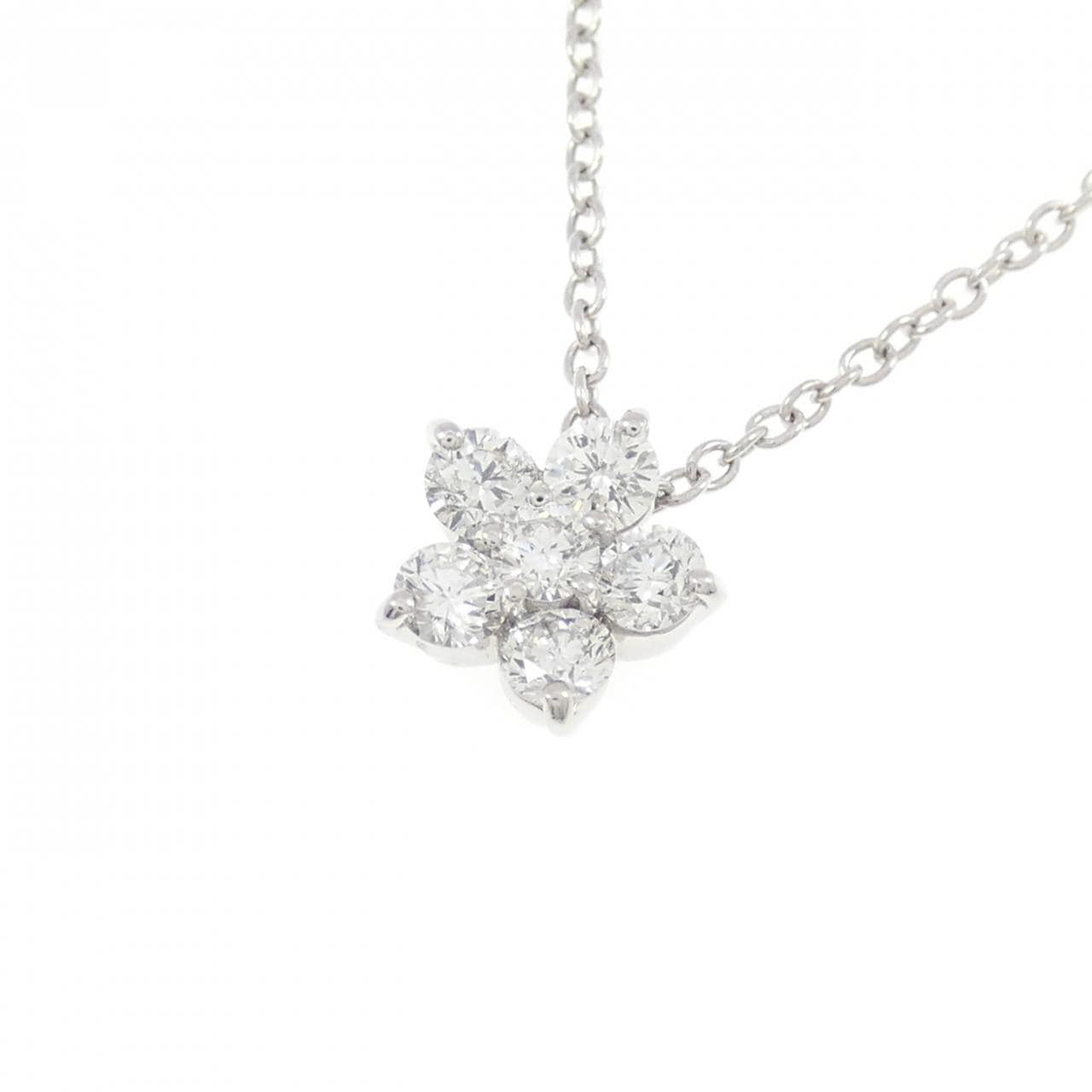 K18WG フラワー ダイヤモンド ネックレス 0.50CT