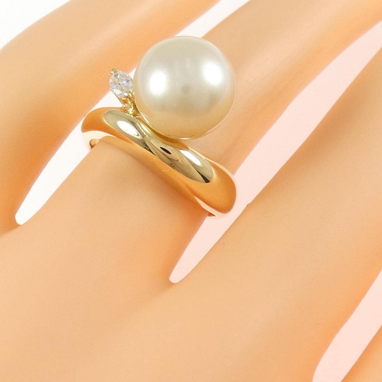 K18YG 白蝶パール リング 10.5mm