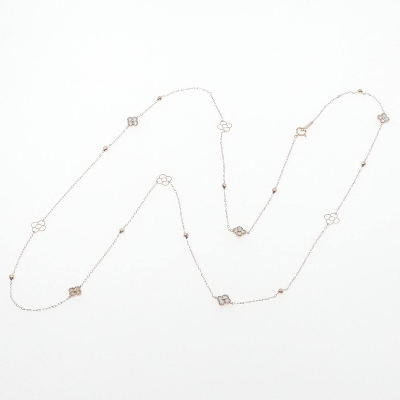 K18PG フラワー ダイヤモンド ネックレス 1.00CT