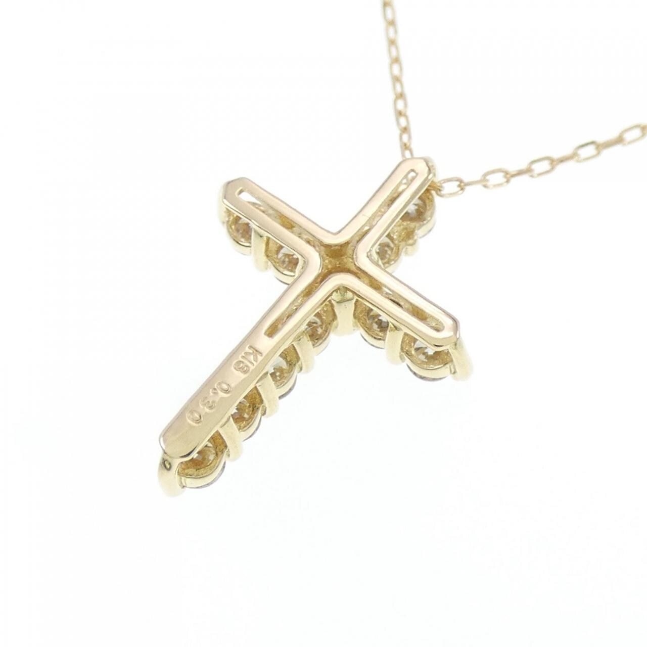 K18YG cross Diamond necklace 0.30CT