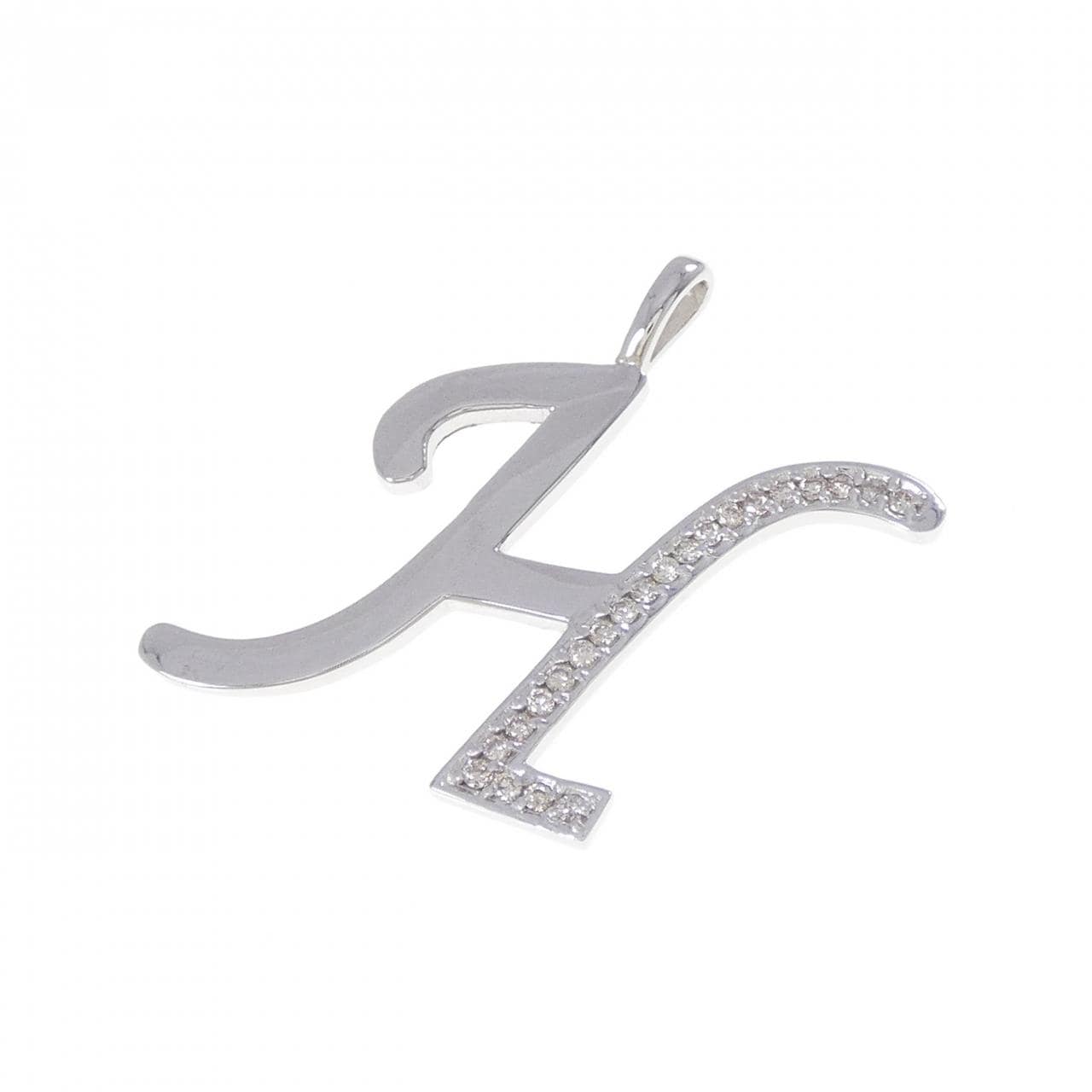 K18WG イニシャルH ダイヤモンド ペンダント