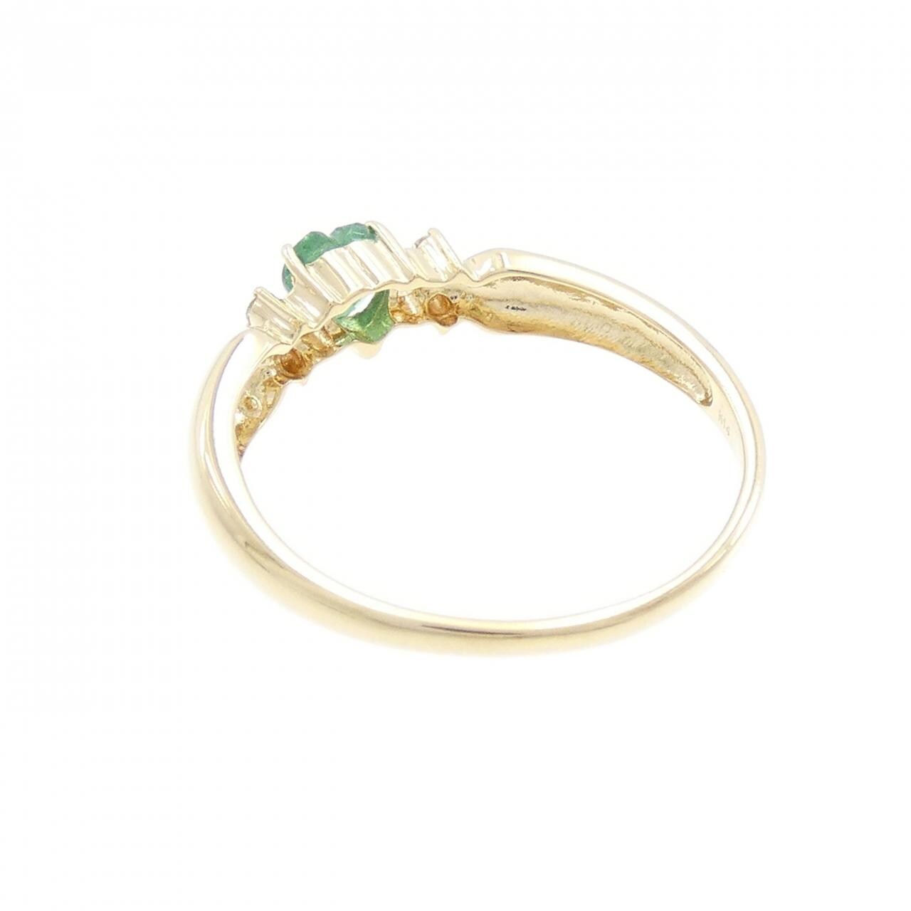 K14YG ハート エメラルド リング 0.18CT
