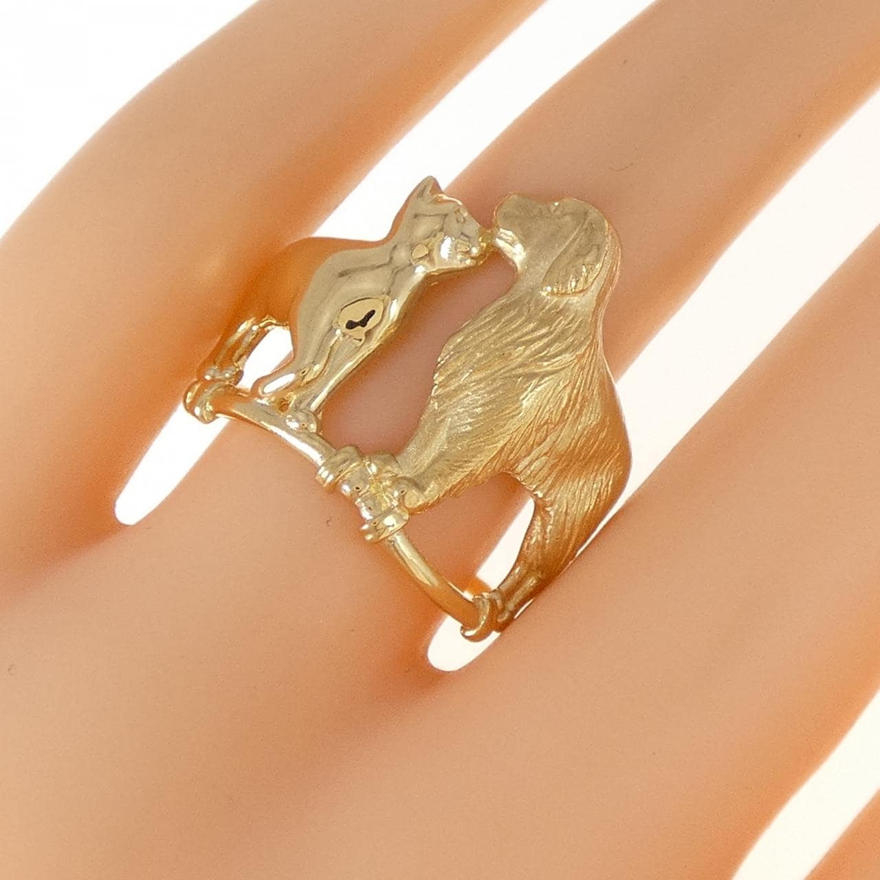 K18YG ドッグ×キャット リング