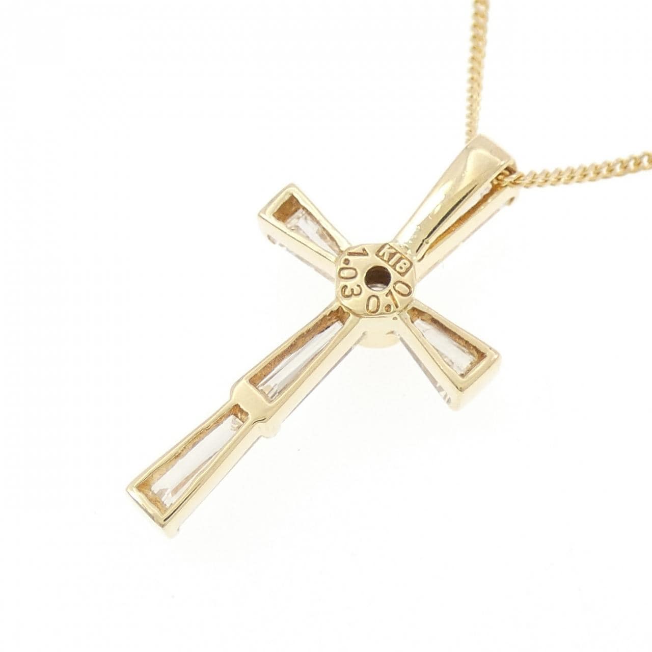 K18YG/750YG クロス ダイヤモンド ネックレス 0.10CT