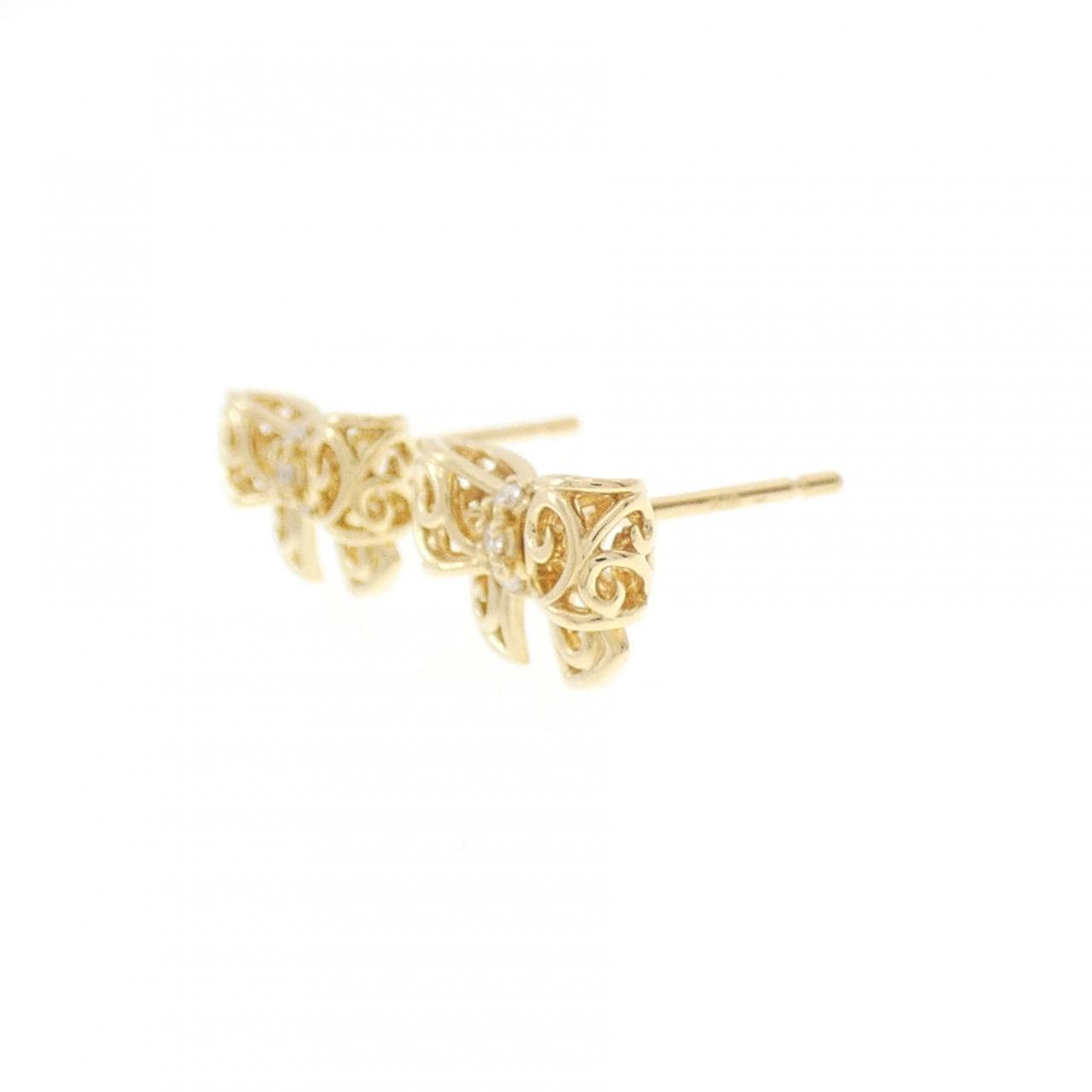 ポンテヴェキオ リボン ダイヤモンド ピアス 0.04CT