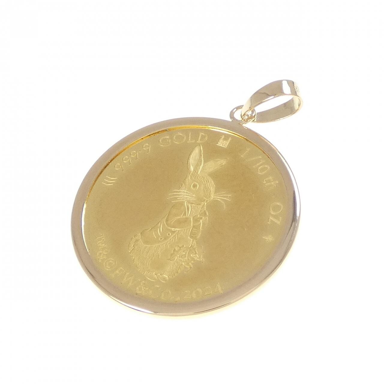 K18YG (frame) coin pendant