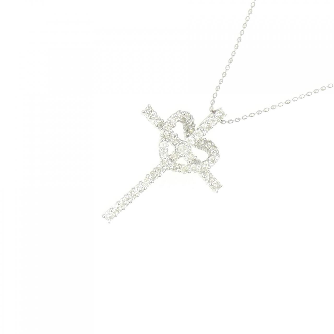 コメ兵｜K18WG 2WAY クロス×ハート ダイヤモンド ネックレス 0.30CT