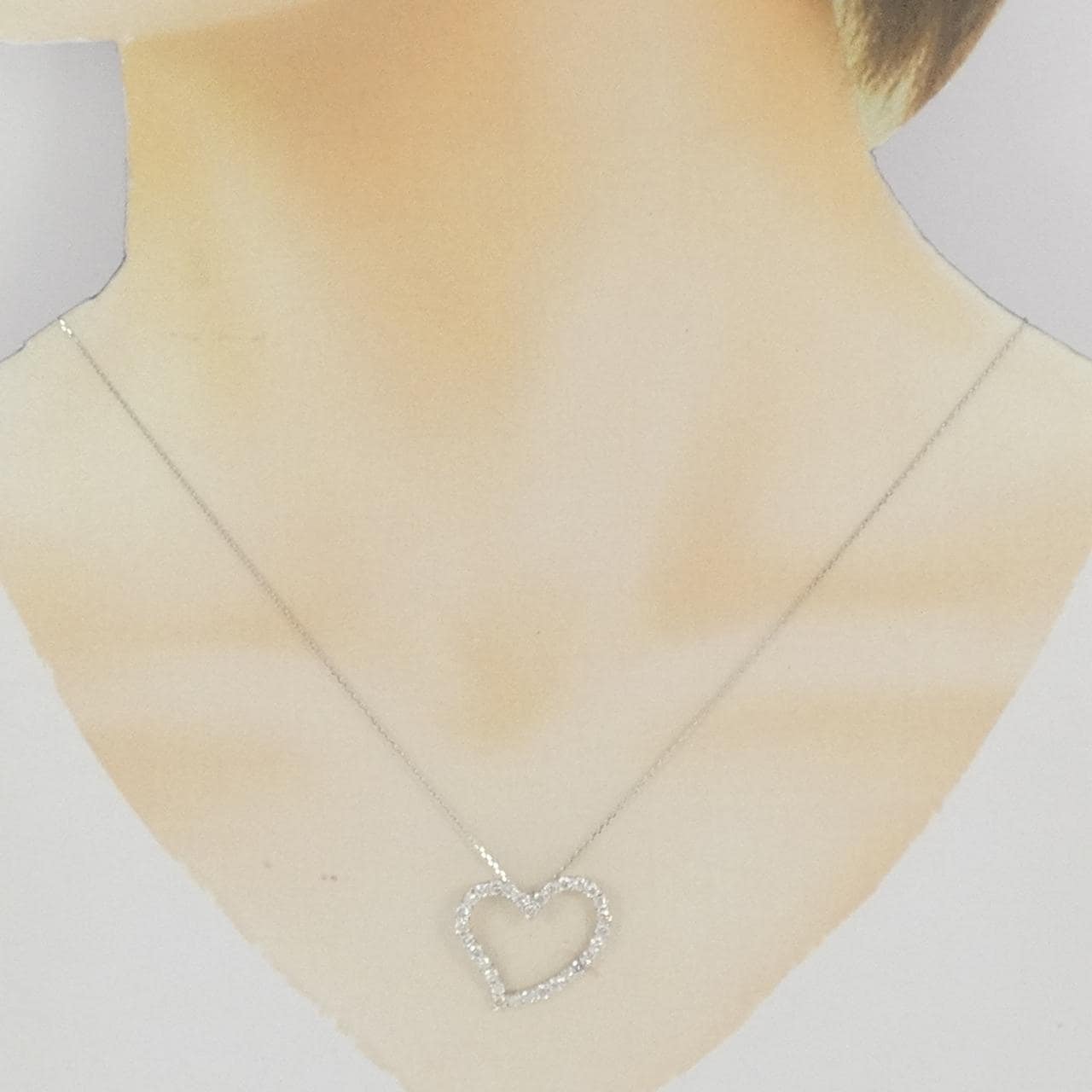 K18WG ハート ダイヤモンド ネックレス 1.00CT