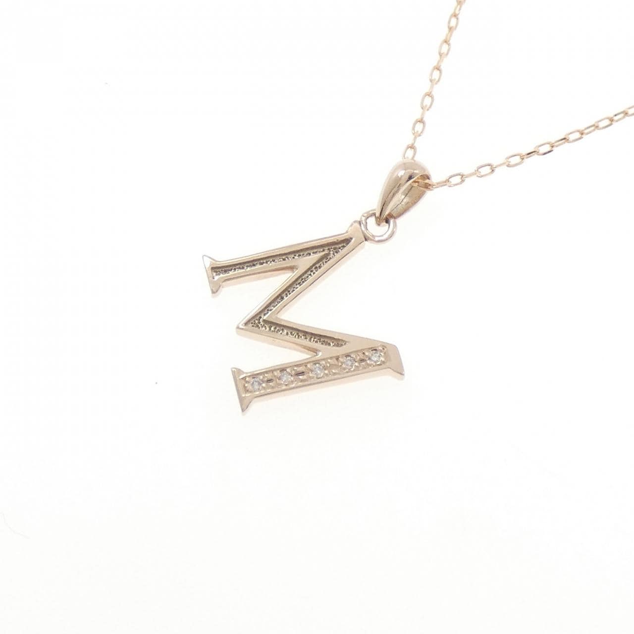 K10PG イニシャルM ダイヤモンド ネックレス 0.03CT
