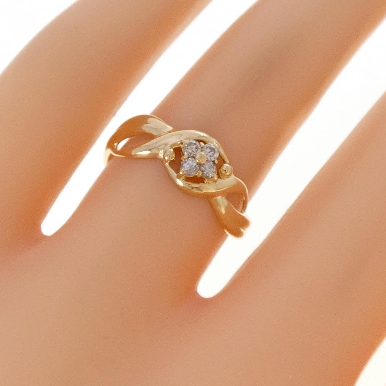 K18YG フラワー ダイヤモンド リング 0.10CT