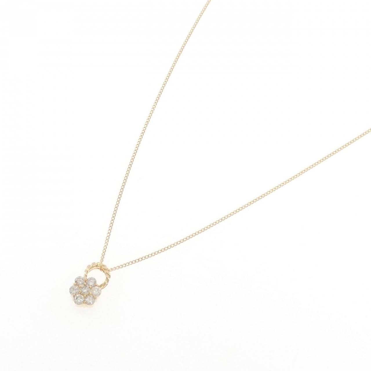 K18YG フラワー ダイヤモンド ネックレス 0.31CT
