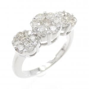 K18WG フラワー ダイヤモンド リング 1.00CT