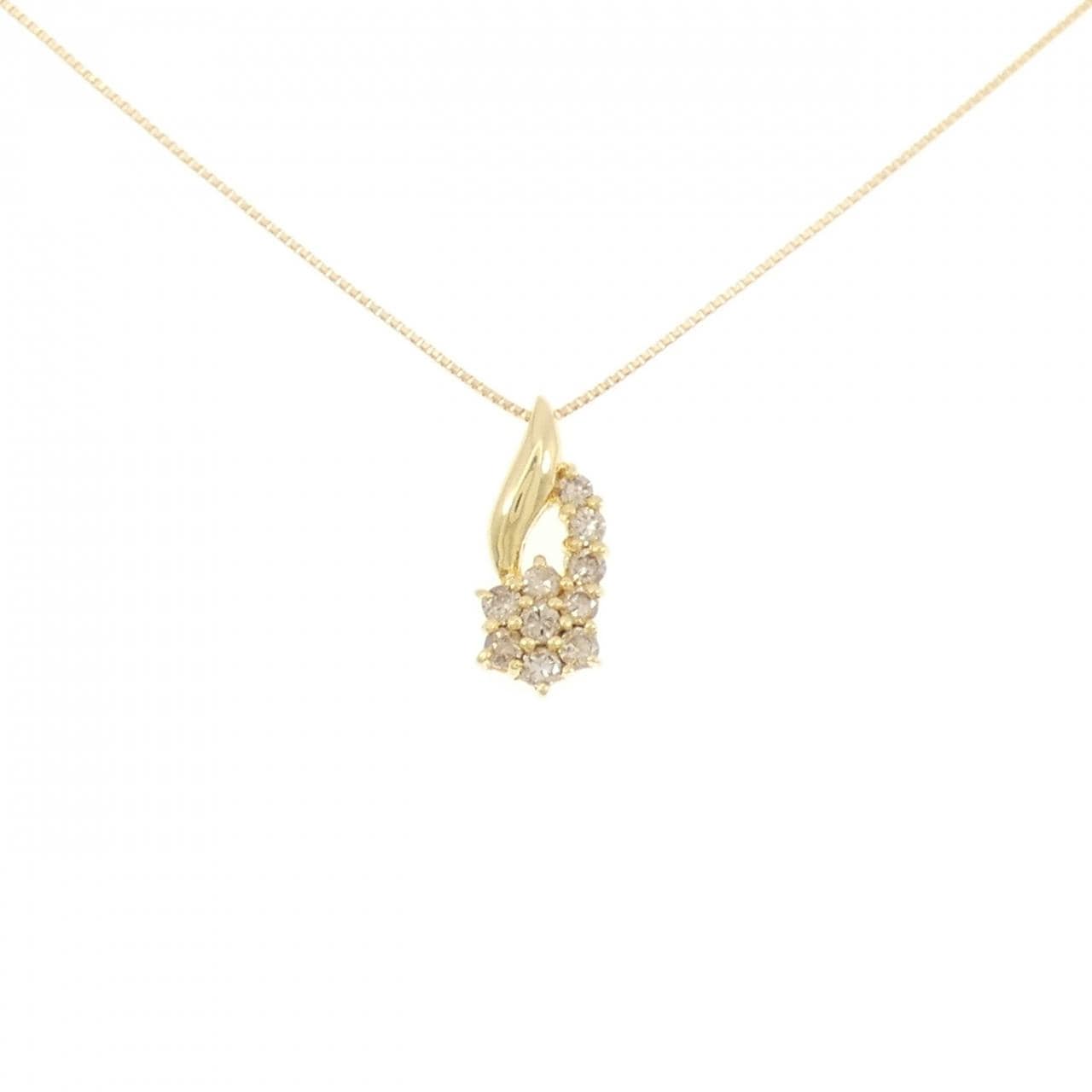 K18YG フラワー ダイヤモンド ネックレス 0.30CT