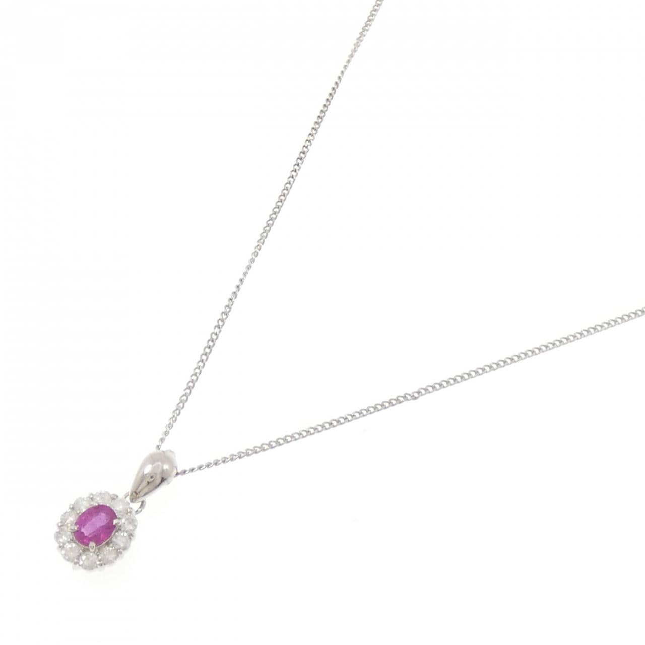 PT900/PT850 ルビー ネックレス 0.3CT