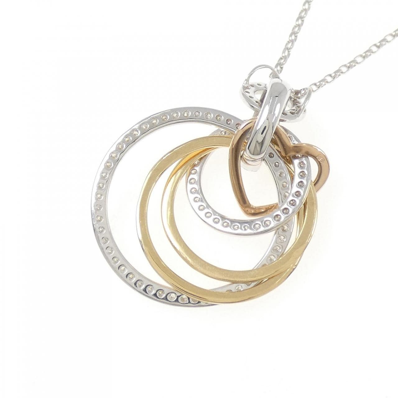 K18スリーカラー ダイヤモンド ネックレス