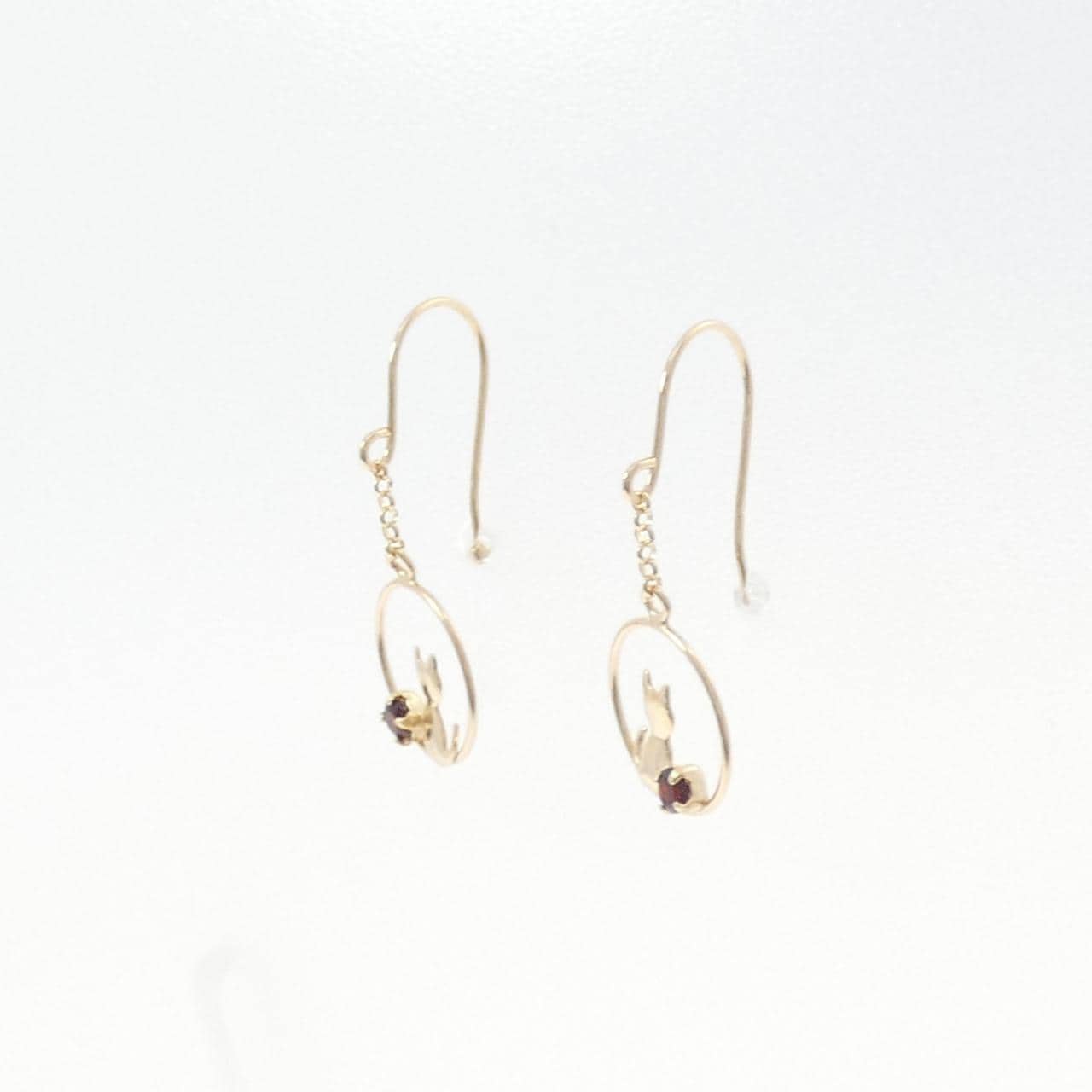 【新品】K10YG キャット ガーネット ピアス